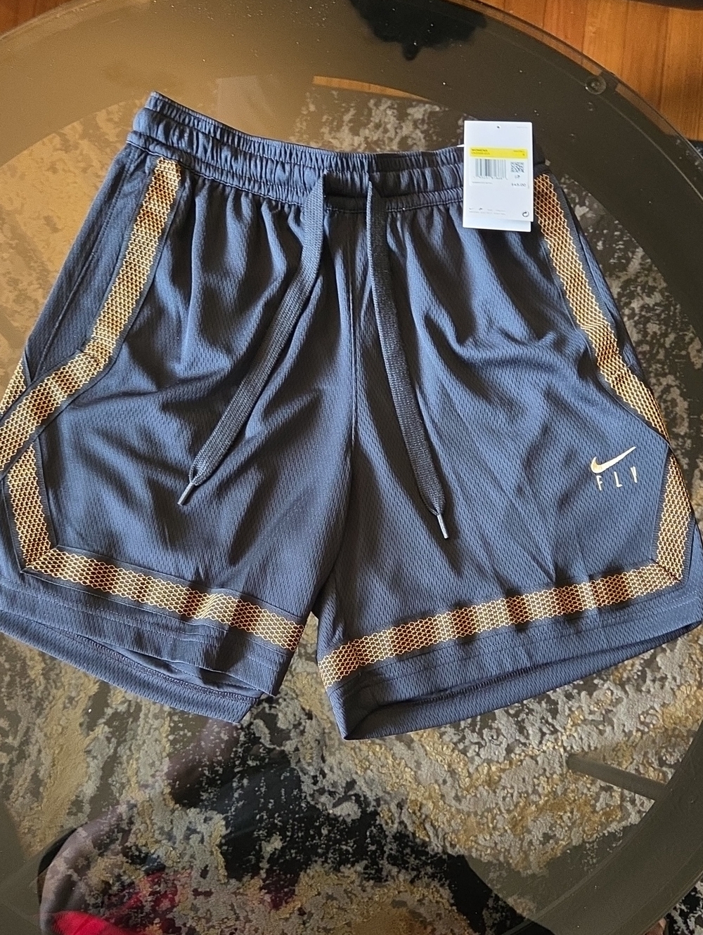Nike Athletic Blk N Gld Womens Gym Shorts.